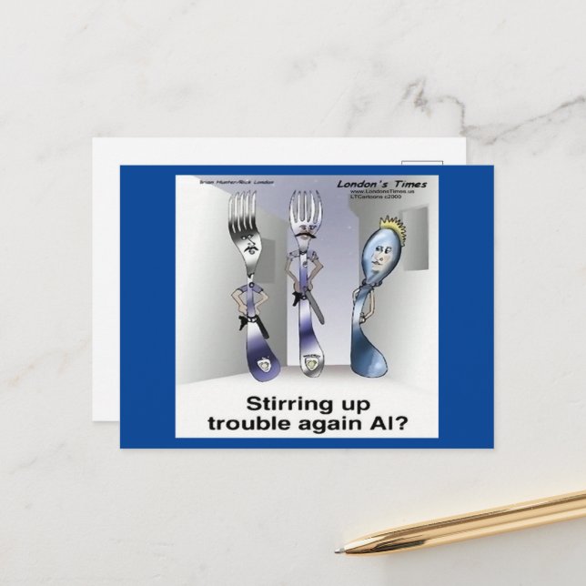 Rick London Funny Silverware Police Postkarte (Vorderseite/Rückseite Beispiel)