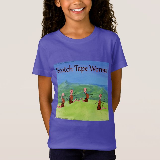 Rick London Funny Worms of Scotland Comic T-Shirt (Vorderseite)