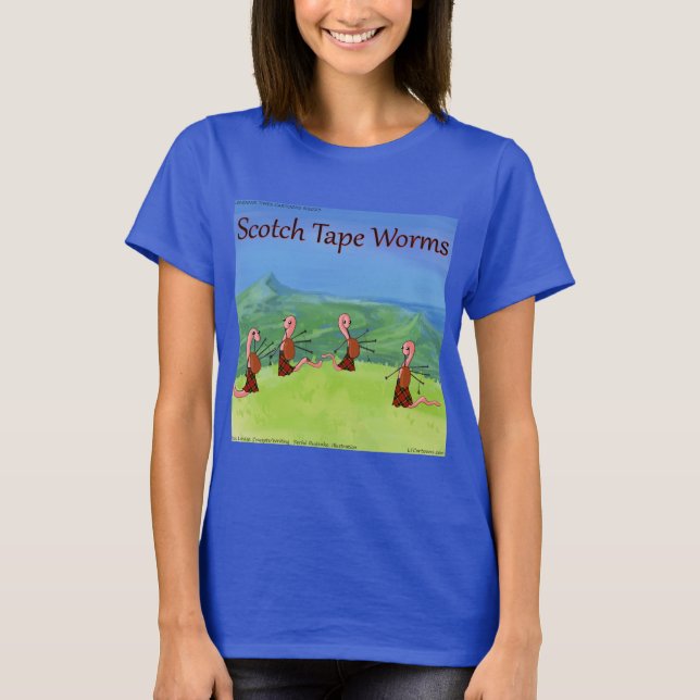 Rick London Funny Worms of Scotland Comic T-Shirt (Vorderseite)