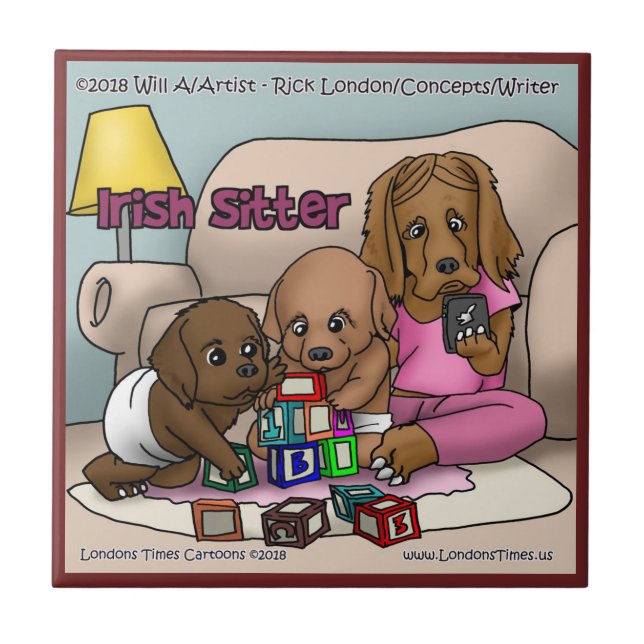 Rick London Irish Setter Cartoon Keramik Tile Fliese (Vorderseite)