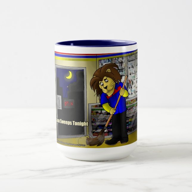 Rick London "Lion Sweeps Tonight" Funny Comic Tasse (Zentrum)