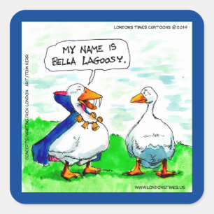 Rick London Lustige Gans Vampir mit Glocken  Quadratischer Aufkleber