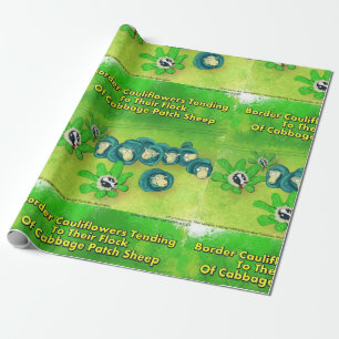 Rick London Lustiger Border Collie Blumen Comic Geschenkpapier
