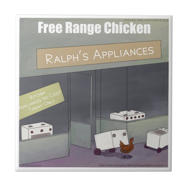 Rick London Lustiges freilaufendes Huhn Fliese (Vorderseite)