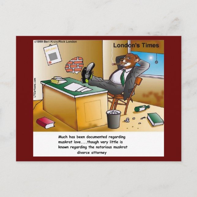Rick London Muskrat Divorce Attorney Comic Postkarte (Vorderseite)