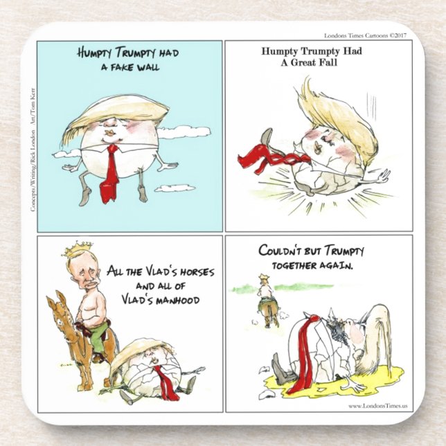 Rick London "Trumpty Dumpty" Funny Trump-Geschenk Getränkeuntersetzer (Vorderseite)