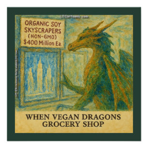 Rick Londons Veganes Drachengeschäft Funny Shoppin Poster