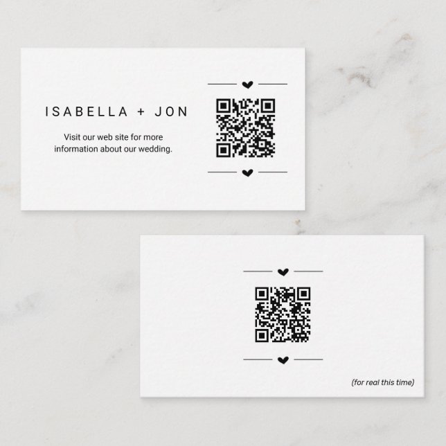 Rick Roll Gäste w- Wedding Website QR Code Prank Begleitkarte (Vorne/Hinten)