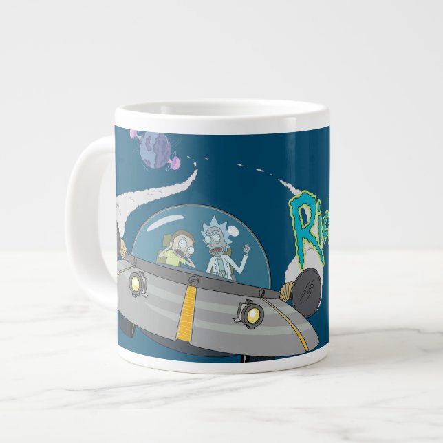RICK UND MEHR™| Abfliegen auf Raumschiffen Jumbo-Tasse (Vorderseite Links)