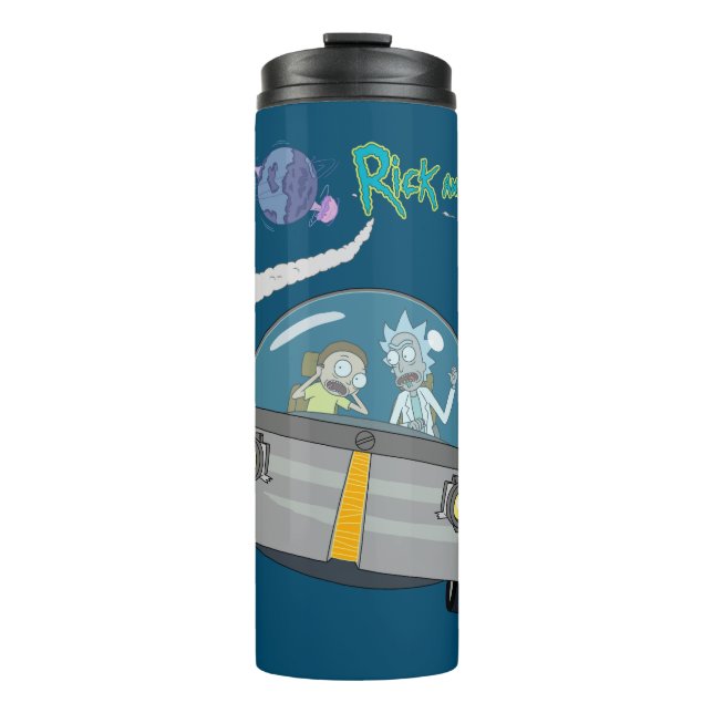 RICK UND MEHR™| Abfliegen auf Raumschiffen Thermosbecher (Vorderseite)