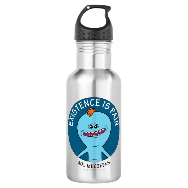 RICK UND MEHR™| Existenz ist schmerzhaft Edelstahlflasche (Vorderseite)