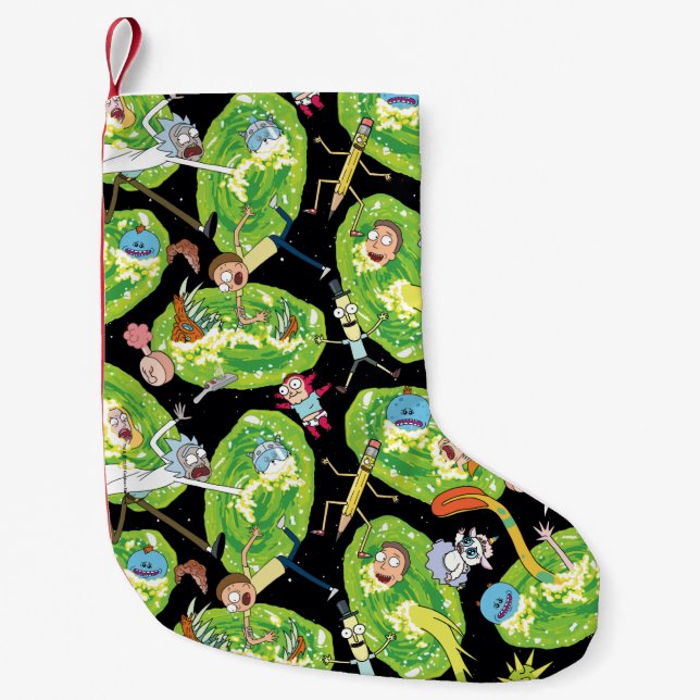 RICK UND MEHR™| Fallende durch Portale Muster Kleiner Weihnachtsstrumpf (Vorderseite)