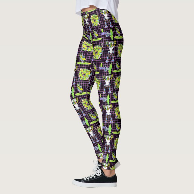 RICK UND MEHR™| Muster des Pickle Rick Portal Leggings (Links)