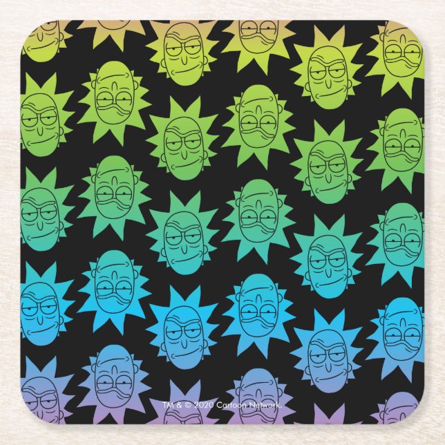 RICK UND MEHR™| Rainbow Rick Head Rechteckiger Pappuntersetzer (Vorderseite)
