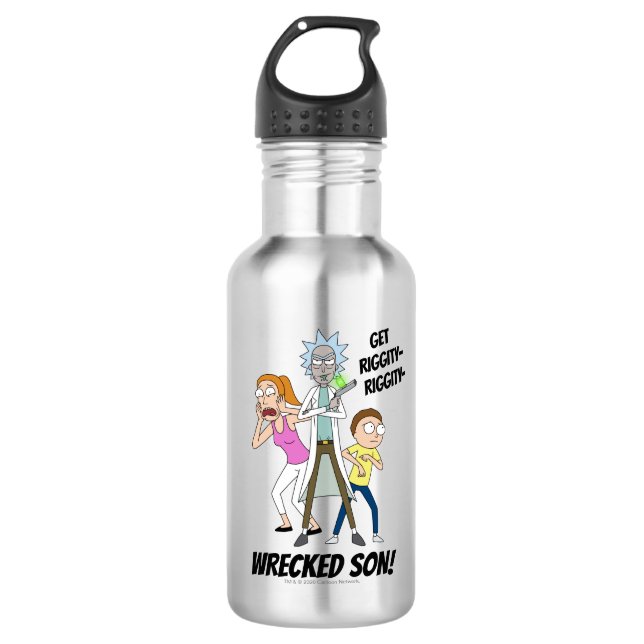 RICK UND MEHR™| Rick, Morty und Sommer Edelstahlflasche (Vorderseite)