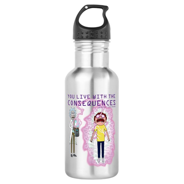 RICK UND MEHR™| Sie leben mit den Folgen Edelstahlflasche (Vorderseite)
