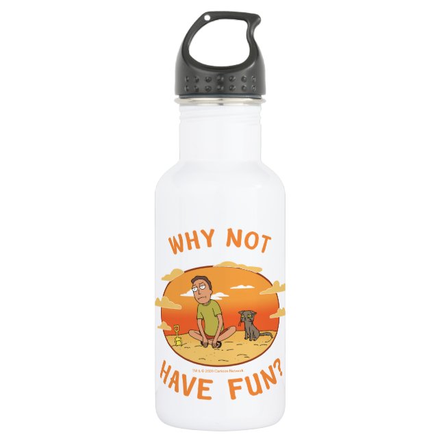 RICK UND MEHR™| Warum nicht Spaß haben Edelstahlflasche (Vorderseite)