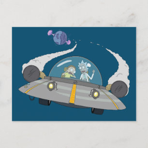 RICK UND MORTY™   Abfliegen im Raumschiff Einladungspostkarte