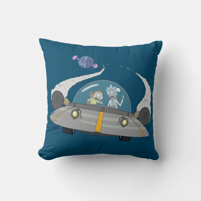 RICK UND MORTY™ | Abfliegen im Raumschiff Kissen (Vorderseite)