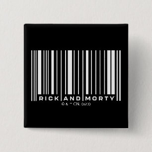 Rick und Morty Bar Code Graphic Button