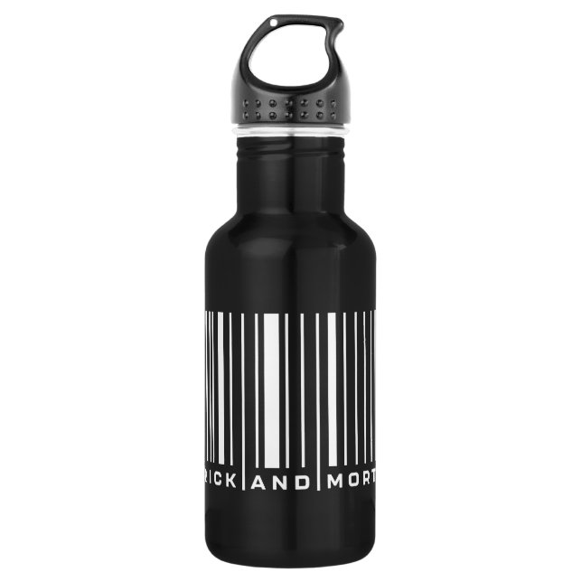 Rick und Morty Bar Code Graphic Edelstahlflasche (Vorderseite)
