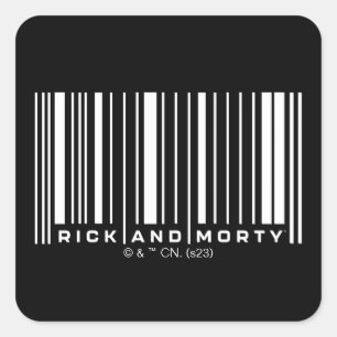 Rick und Morty Bar Code Graphic Quadratischer Aufkleber