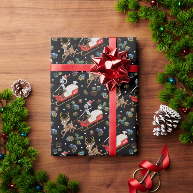 Rick und Morty | Christmas Reindeer Sleigh Pattern Geschenkpapier (Feiertagsgeschenk)