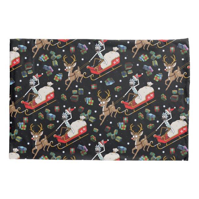 Rick und Morty | Christmas Reindeer Sleigh Pattern Kissenbezug (Rückseite)