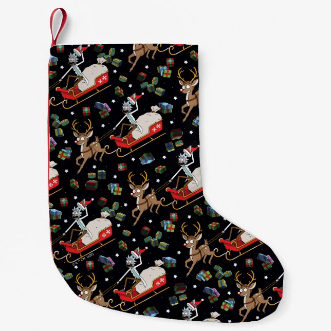 Rick und Morty | Christmas Reindeer Sleigh Pattern Kleiner Weihnachtsstrumpf (Vorderseite)