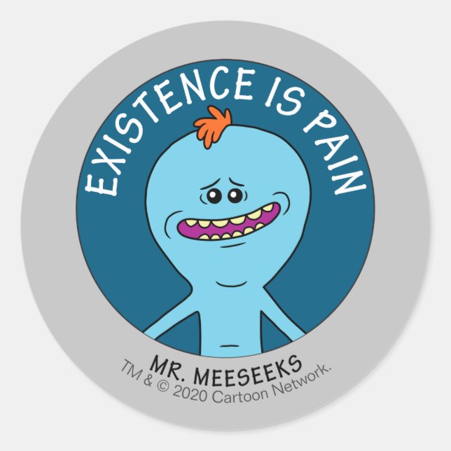 RICK UND MORTY™ | Existenz ist Schmerz Runder Aufkleber (Vorderseite)