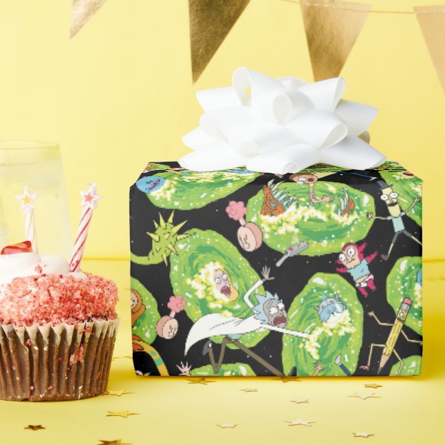 RICK UND MORTY™ | Fallende durch Portale Muster Geschenkpapier (Geburtstagsparty)