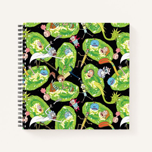RICK UND MORTY™ | Fallende durch Portale Muster Notizbuch (Vorderseite)