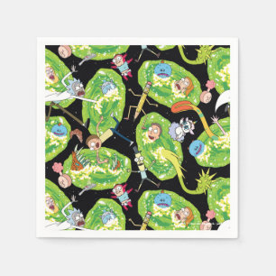 RICK UND MORTY™ Fallende durch Portale Muster Serviette
