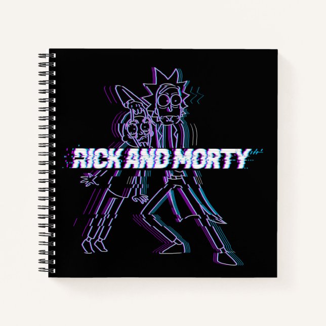 RICK UND MORTY™ | Glitched Rick and Morty Notizbuch (Vorderseite)