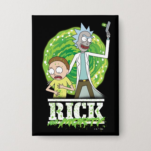 RICK UND MORTY™ | Grüner Splash Button (Vorderseite)