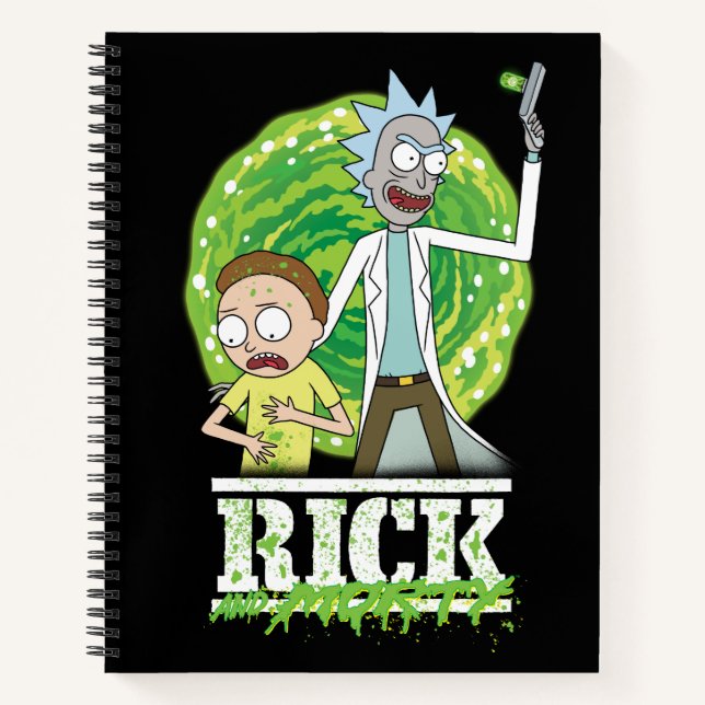 RICK UND MORTY™ | Grüner Splash Notizbuch (Vorderseite)