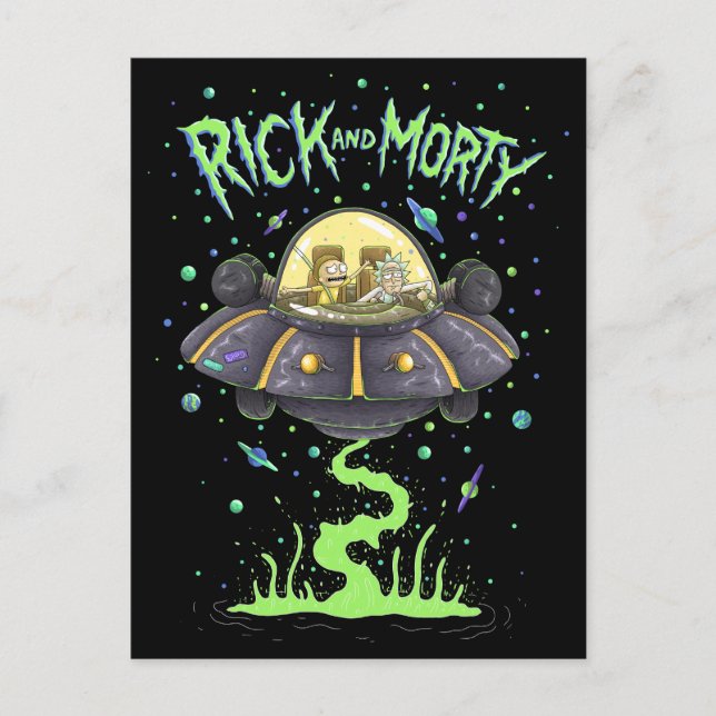 RICK UND MORTY™ | Illustriert Space Flight Graphic Einladungspostkarte (Vorderseite)