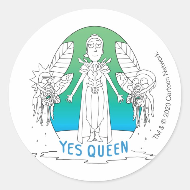 RICK UND MORTY™ | Ja Queen Runder Aufkleber (Vorderseite)