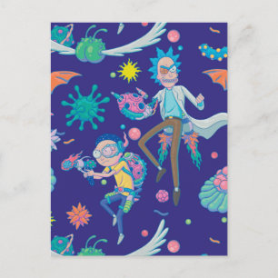 RICK UND MORTY™ Muster infizierter Zellen Einladungspostkarte