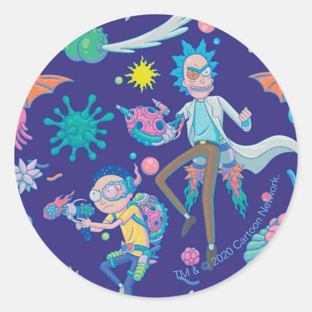 RICK UND MORTY™ | Muster infizierter Zellen Runder Aufkleber (Vorderseite)
