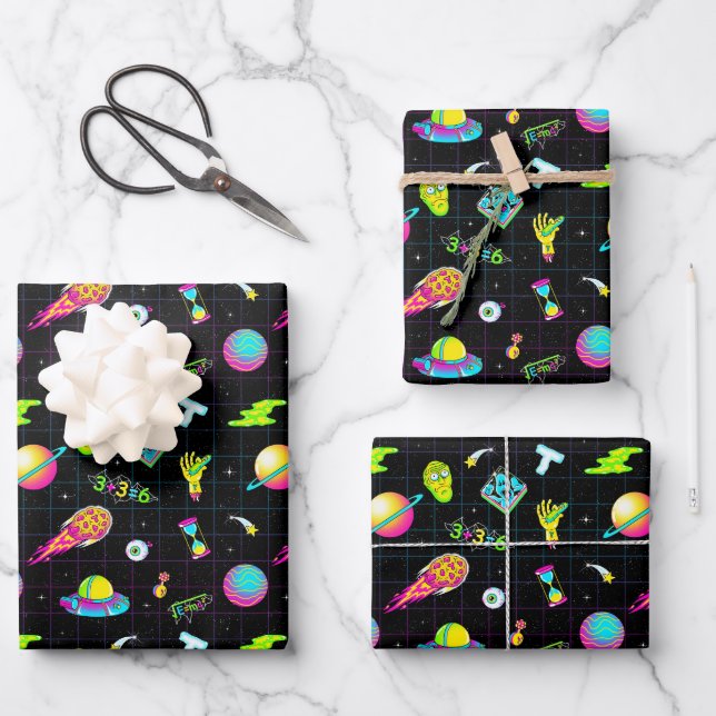 RICK UND MORTY™ | Psychedelische Saison 3 Muster Geschenkpapier Set (Vorderseite)