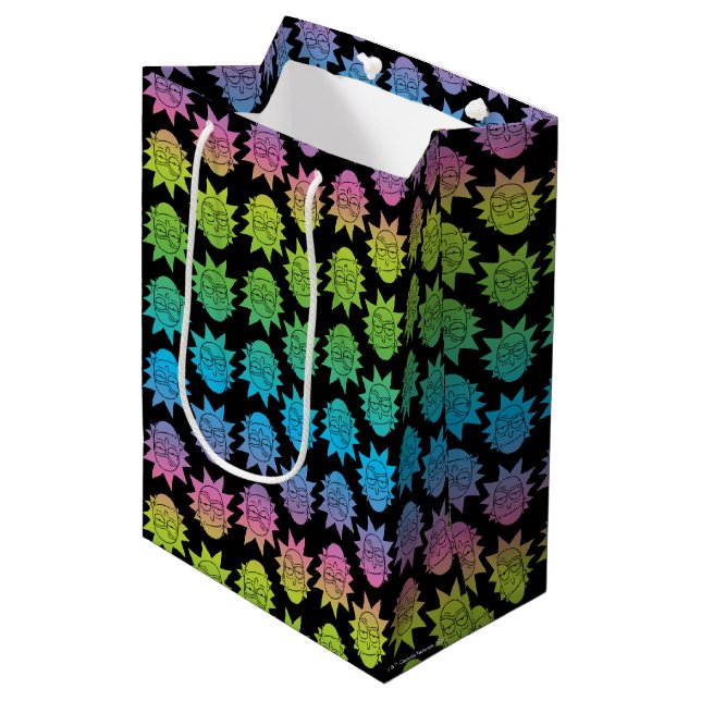 RICK UND MORTY™ | Rainbow Rick Head Mittlere Geschenktüte (Vorderseite Schrägansicht)
