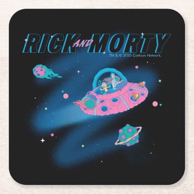 RICK UND MORTY™ | Raumfahrt Rechteckiger Pappuntersetzer (Vorderseite)