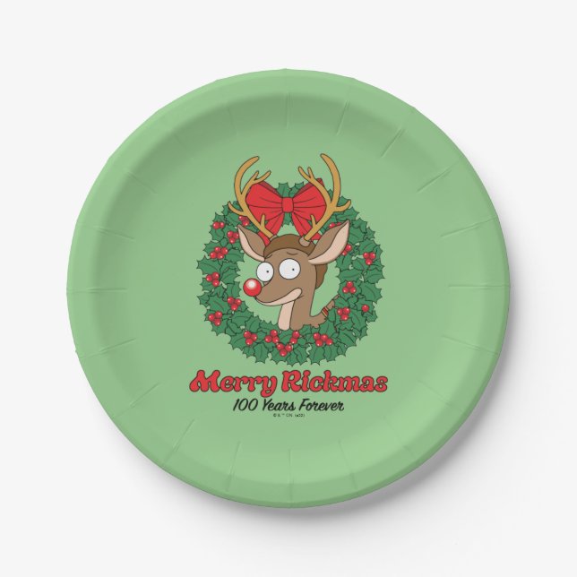 Rick und Morty | Reindeer Morty Merry Rickmas Pappteller (Vorderseite)