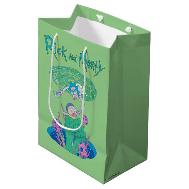 RICK UND MORTY™ | Rettung des Portals Mittlere Geschenktüte (Vorderseite Schrägansicht)