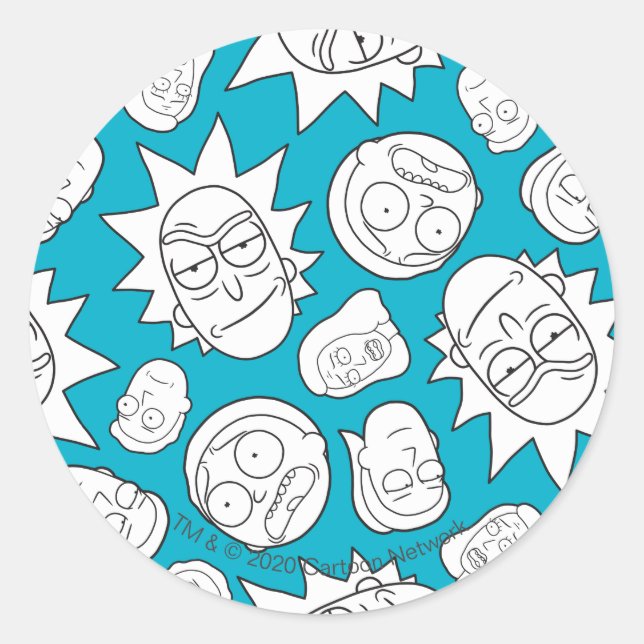 RICK UND MORTY™ | Smith Family Head Muster Runder Aufkleber (Vorderseite)