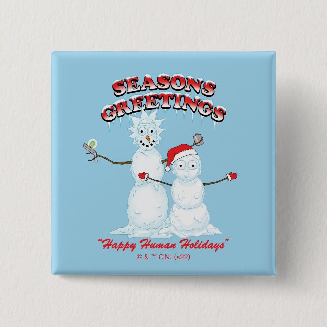 Rick und Morty | Snowmen - Grüße der Saison Button (Vorderseite)