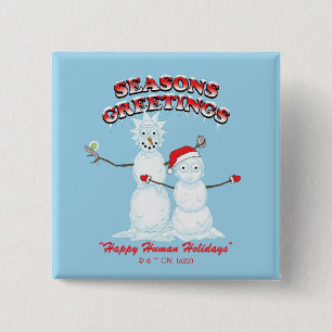 Rick und Morty Snowmen - Grüße der Saison Button
