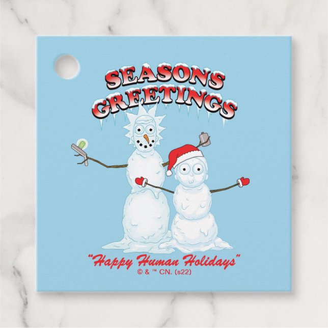 Rick und Morty | Snowmen - Grüße der Saison Geschenkanhänger (Vorderseite)