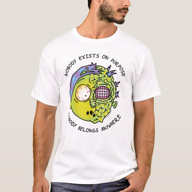 RICK UND MORTY™ | Stilisiertes Morty Fly Zitat T-Shirt (Vorderseite)